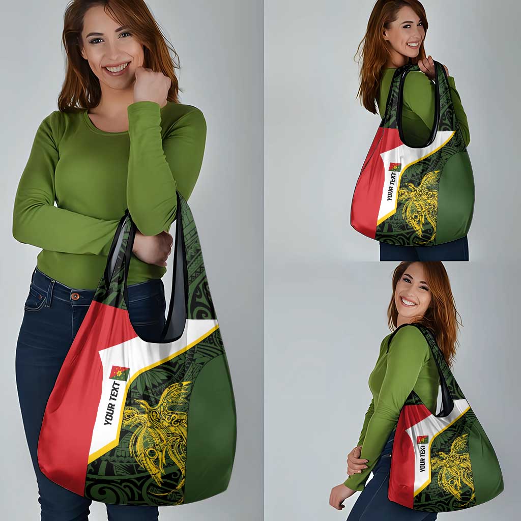 Personalised PNG Eastern Highlands Grocery Bag Bird of Paradise Tattoo Flag Motif LT9 - Polynesian Pride