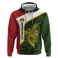 Personalised PNG Eastern Highlands Hoodie Bird of Paradise Tattoo Flag Motif LT9 Pullover Hoodie Green - Polynesian Pride