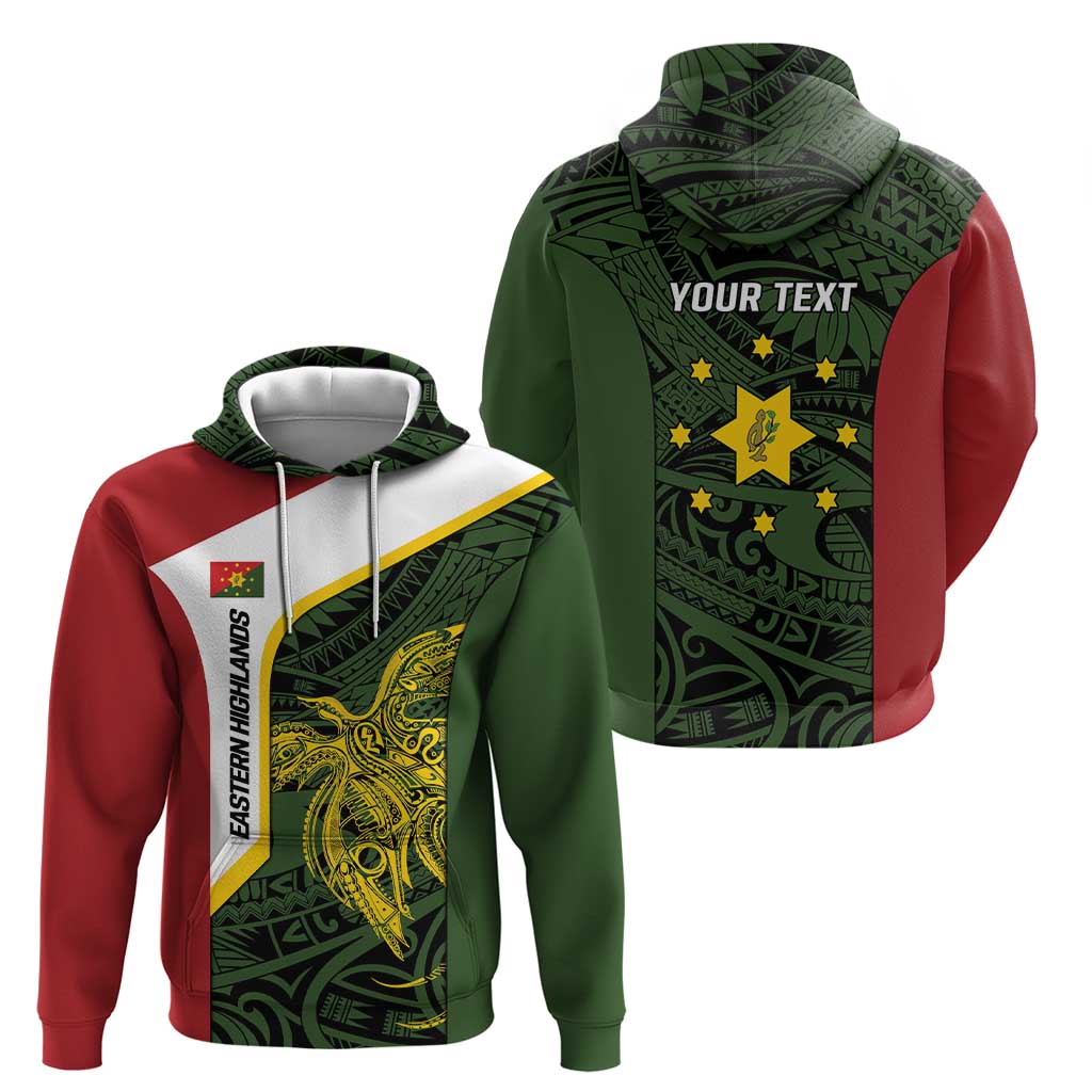 Personalised PNG Eastern Highlands Hoodie Bird of Paradise Tattoo Flag Motif LT9 - Polynesian Pride