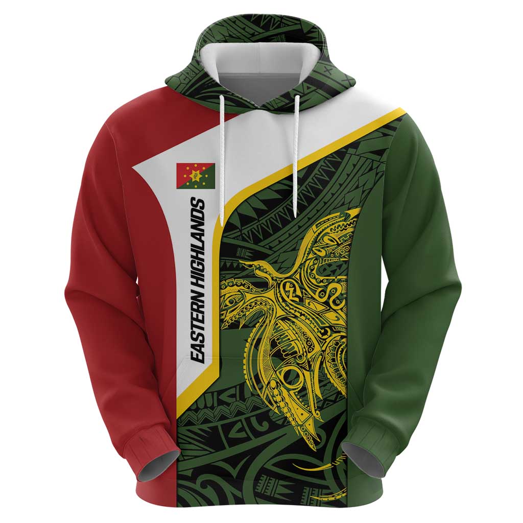 Personalised PNG Eastern Highlands Hoodie Bird of Paradise Tattoo Flag Motif LT9 - Polynesian Pride