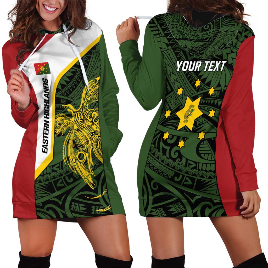 Personalised PNG Eastern Highlands Hoodie Dress Bird of Paradise Tattoo Flag Motif LT9 - Polynesian Pride