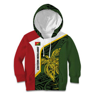 Personalised PNG Eastern Highlands Kid Hoodie Bird of Paradise Tattoo Flag Motif LT9 Hoodie Green - Polynesian Pride