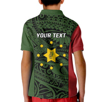 Personalised PNG Eastern Highlands Kid Polo Shirt Bird of Paradise Tattoo Flag Motif LT9 - Polynesian Pride