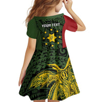 Personalised PNG Eastern Highlands Kid Short Sleeve Dress Bird of Paradise Tattoo Flag Motif LT9 - Polynesian Pride