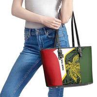 Personalised PNG Eastern Highlands Leather Tote Bag Bird of Paradise Tattoo Flag Motif LT9 - Polynesian Pride