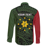 Personalised PNG Eastern Highlands Long Sleeve Button Shirt Bird of Paradise Tattoo Flag Motif LT9 - Polynesian Pride