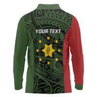 Personalised PNG Eastern Highlands Long Sleeve Polo Shirt Bird of Paradise Tattoo Flag Motif LT9 - Polynesian Pride