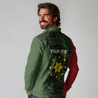 Personalised PNG Eastern Highlands Long Sleeve Polo Shirt Bird of Paradise Tattoo Flag Motif LT9 - Polynesian Pride