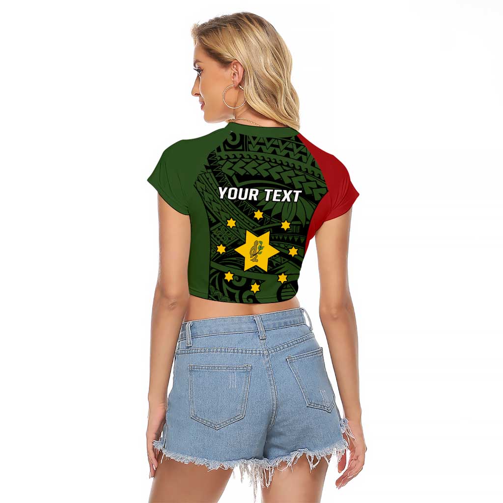 Personalised PNG Eastern Highlands Raglan Cropped T Shirt Bird of Paradise Tattoo Flag Motif LT9 - Polynesian Pride