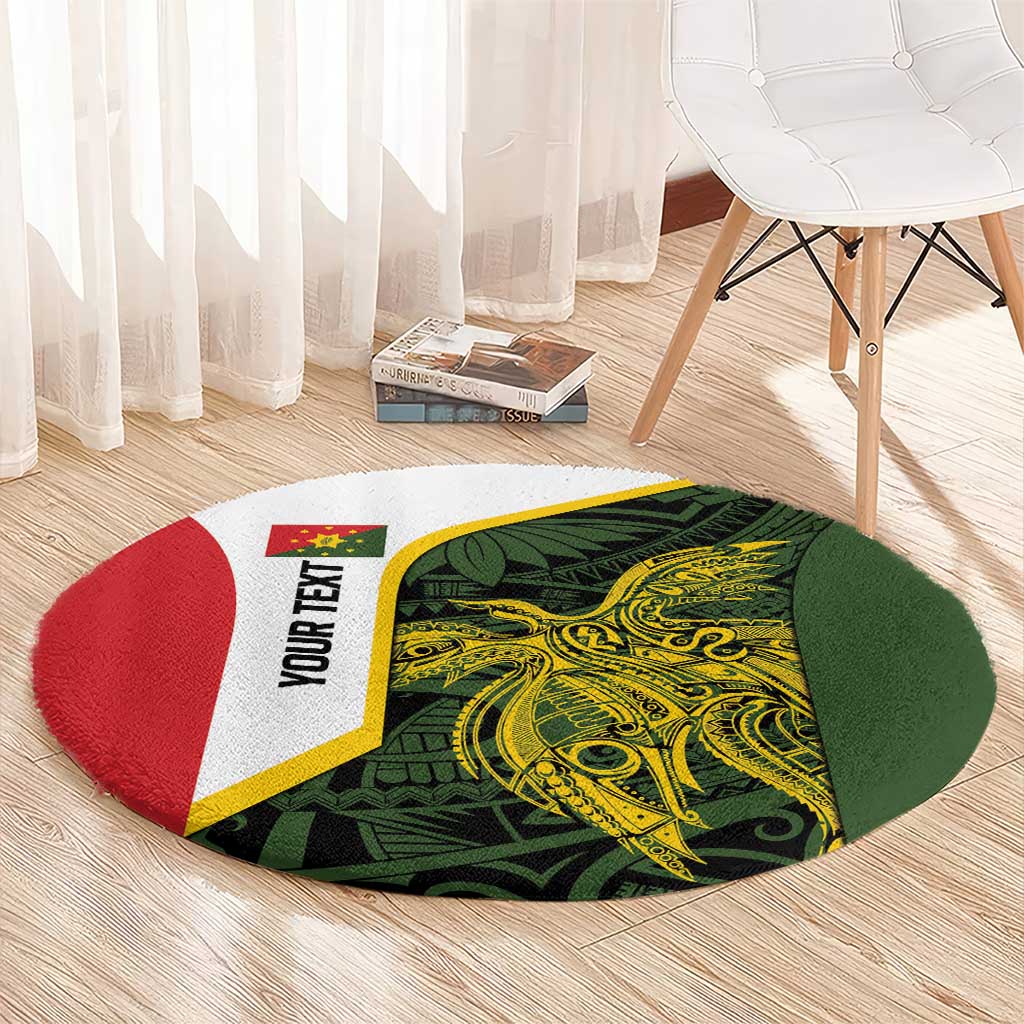Personalised PNG Eastern Highlands Round Carpet Bird of Paradise Tattoo Flag Motif LT9 - Polynesian Pride