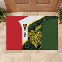 Personalised PNG Eastern Highlands Rubber Doormat Bird of Paradise Tattoo Flag Motif LT9 Green - Polynesian Pride