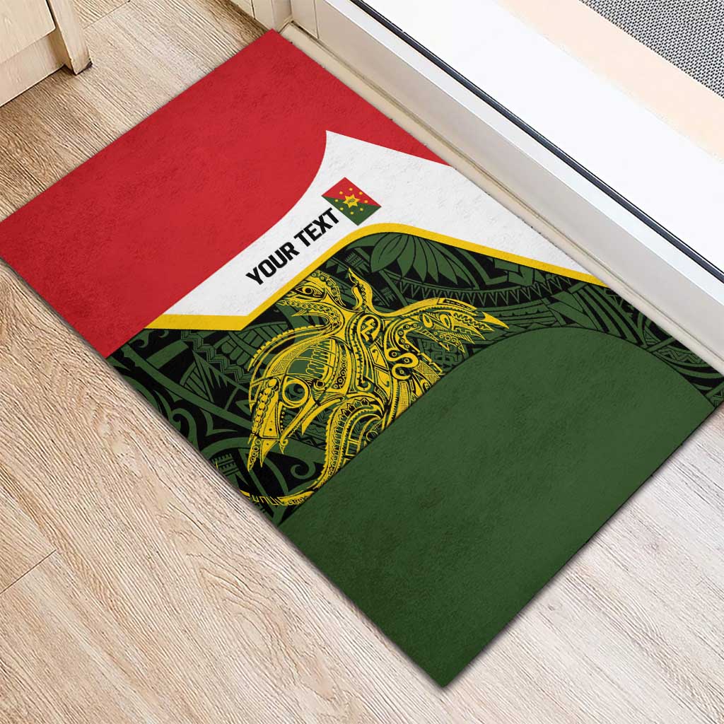 Personalised PNG Eastern Highlands Rubber Doormat Bird of Paradise Tattoo Flag Motif LT9 - Polynesian Pride