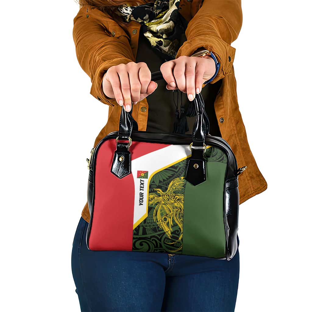 Personalised PNG Eastern Highlands Shoulder Handbag Bird of Paradise Tattoo Flag Motif LT9 One Size Green - Polynesian Pride
