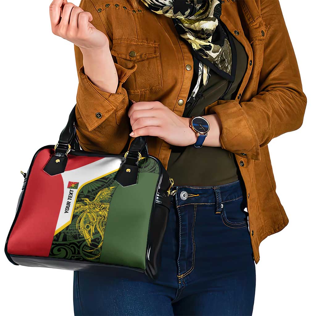 Personalised PNG Eastern Highlands Shoulder Handbag Bird of Paradise Tattoo Flag Motif LT9 - Polynesian Pride