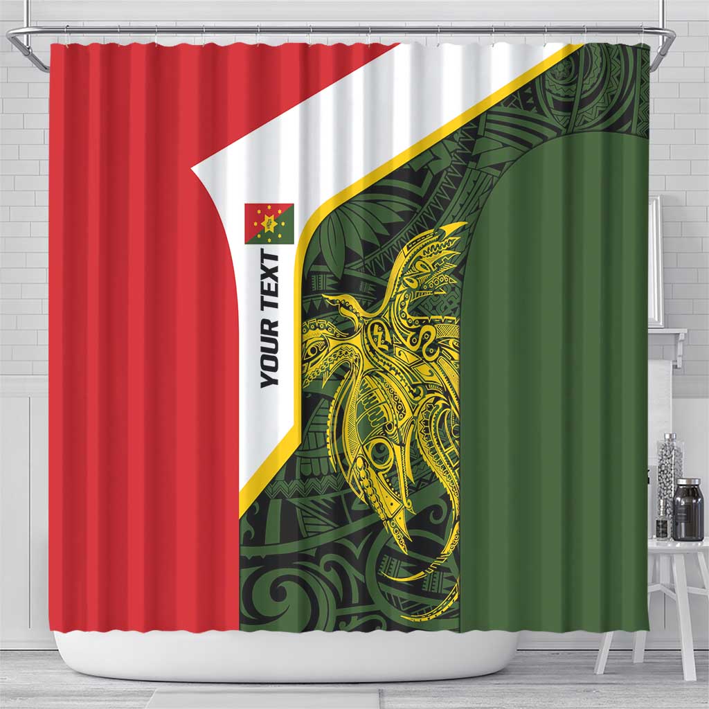 Personalised PNG Eastern Highlands Shower Curtain Bird of Paradise Tattoo Flag Motif LT9 - Polynesian Pride