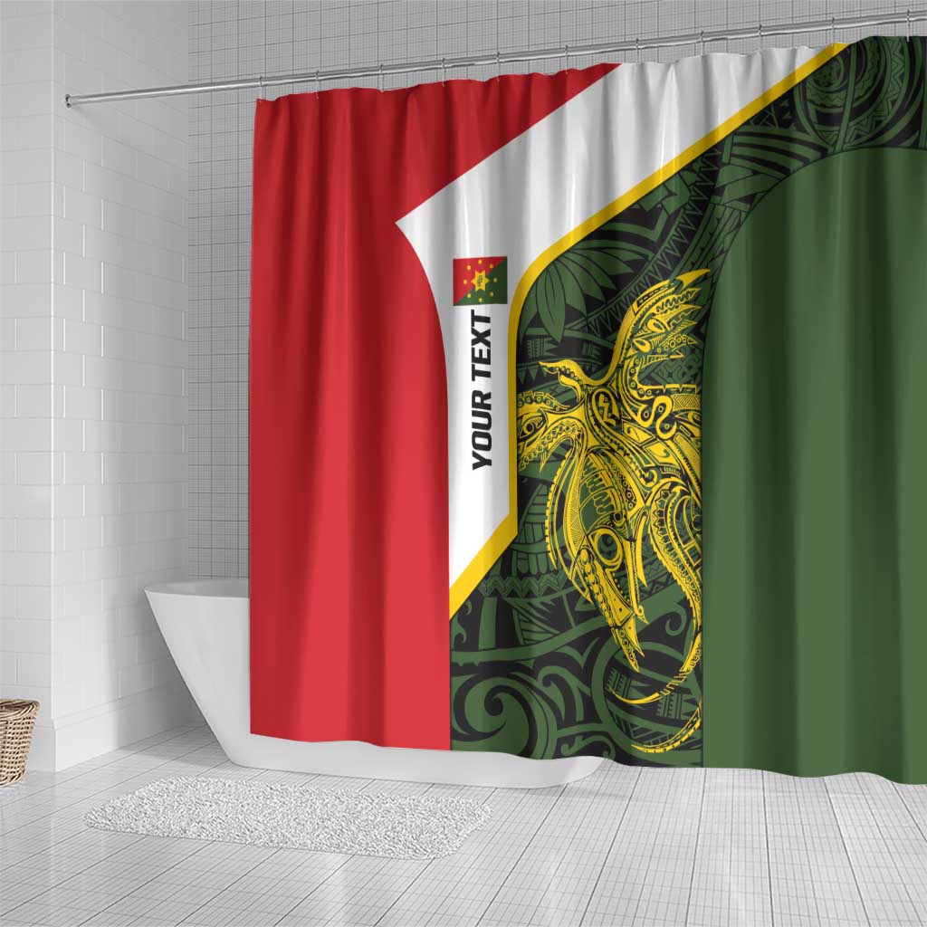 Personalised PNG Eastern Highlands Shower Curtain Bird of Paradise Tattoo Flag Motif LT9 - Polynesian Pride