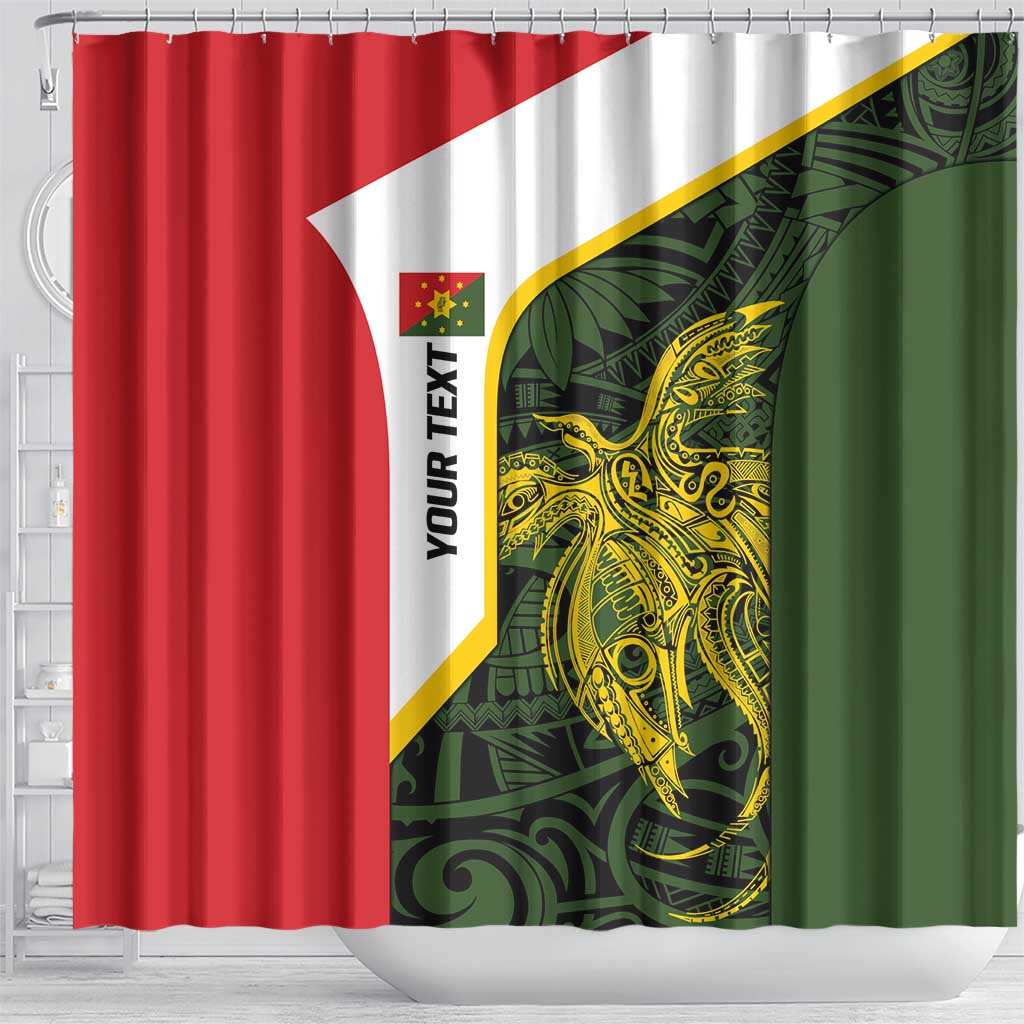 Personalised PNG Eastern Highlands Shower Curtain Bird of Paradise Tattoo Flag Motif LT9 - Polynesian Pride
