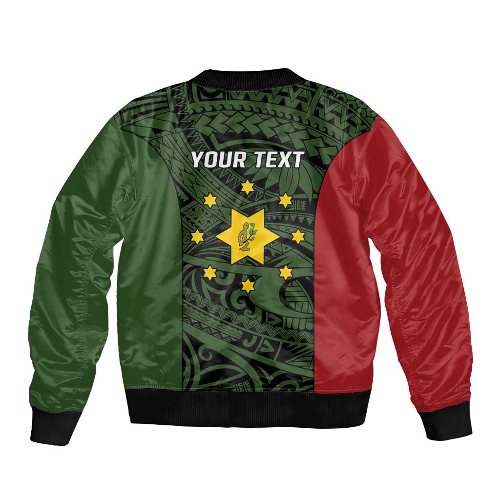 Personalised PNG Eastern Highlands Sleeve Zip Bomber Jacket Bird of Paradise Tattoo Flag Motif LT9 - Polynesian Pride