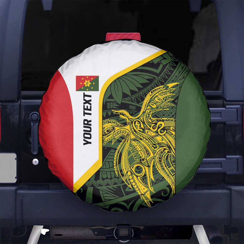 Personalised PNG Eastern Highlands Spare Tire Cover Bird of Paradise Tattoo Flag Motif LT9 No hole Green - Polynesian Pride