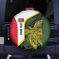 Personalised PNG Eastern Highlands Spare Tire Cover Bird of Paradise Tattoo Flag Motif LT9 No hole Green - Polynesian Pride