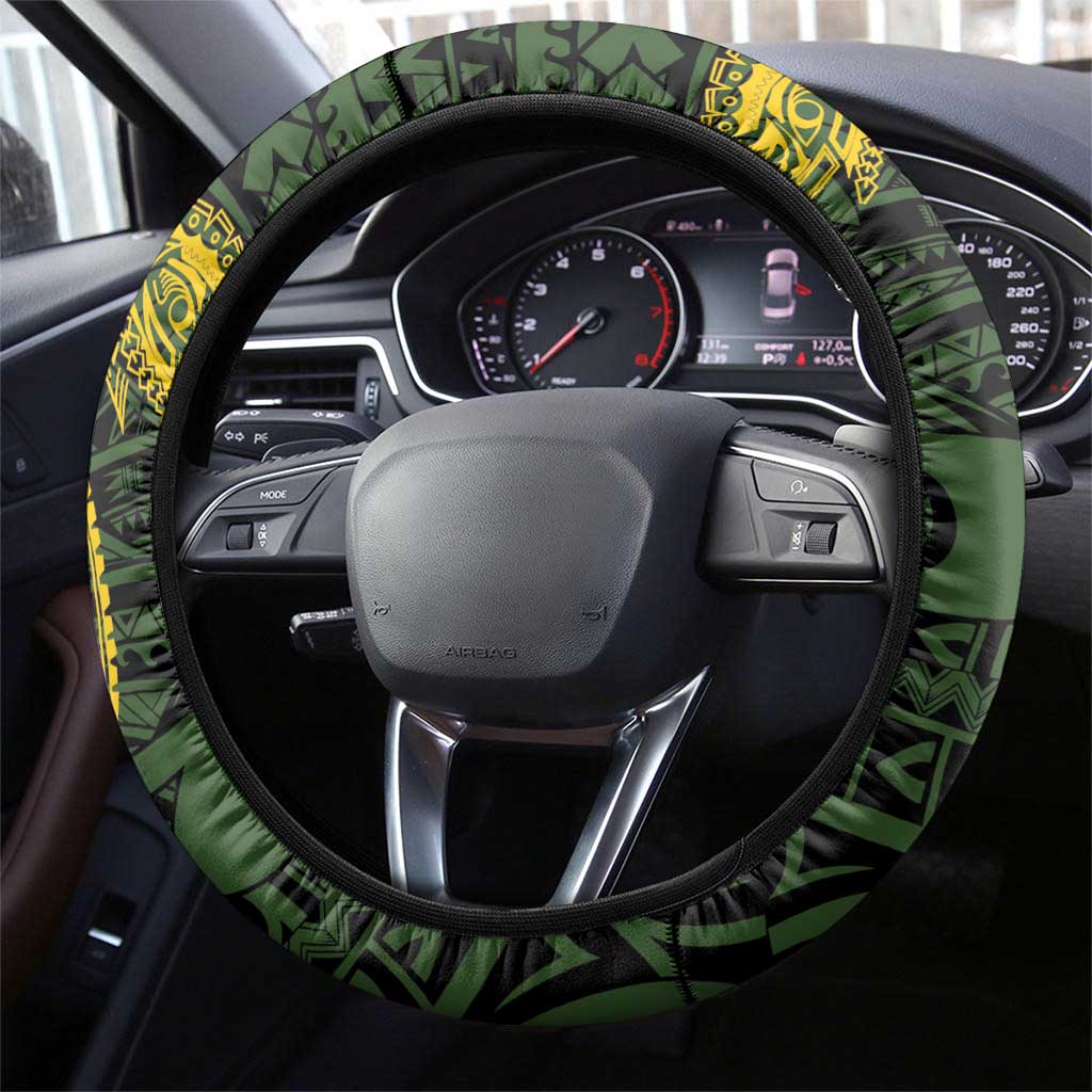 PNG Eastern Highlands Steering Wheel Cover Bird of Paradise Tattoo Flag Motif LT9 - Polynesian Pride