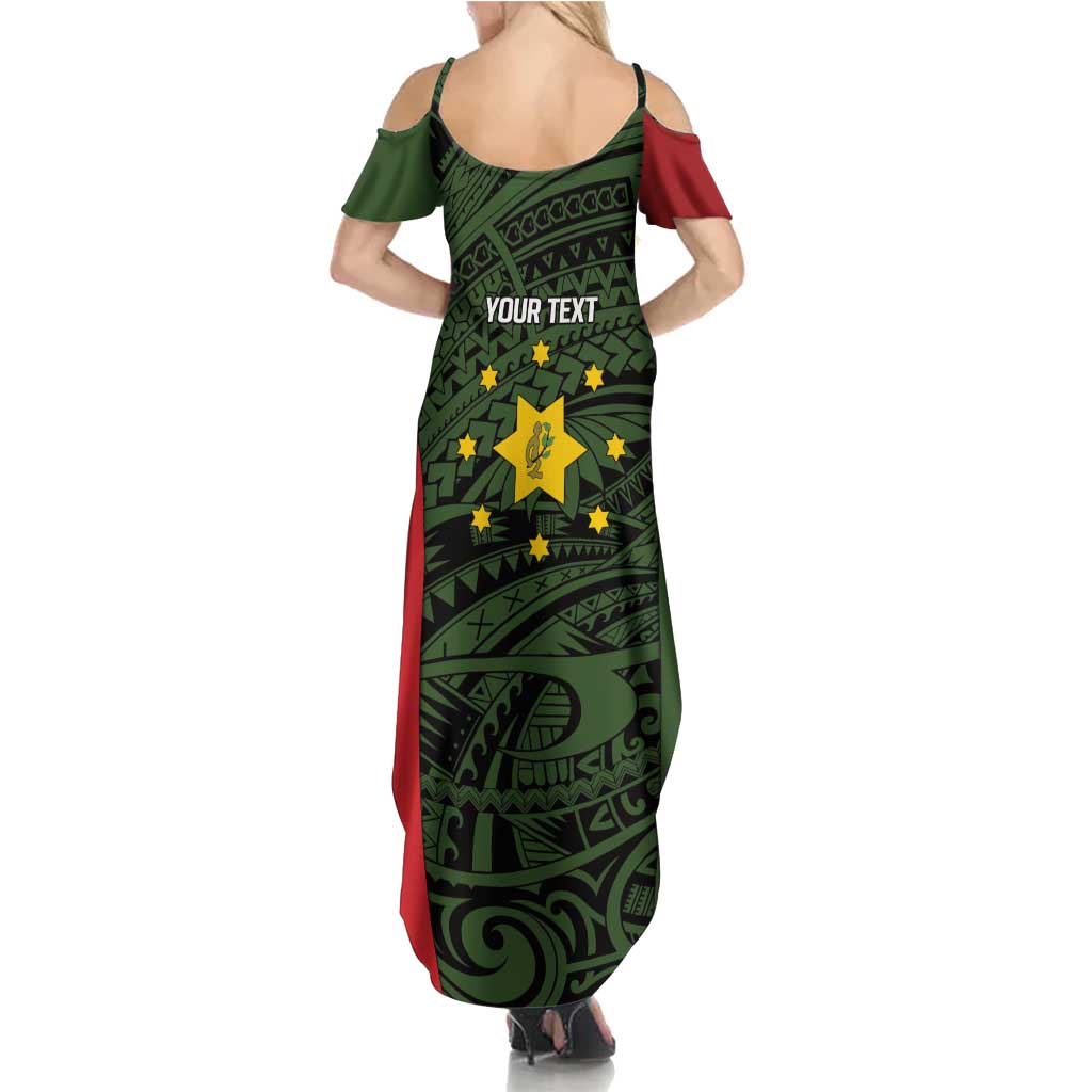 Personalised PNG Eastern Highlands Summer Maxi Dress Bird of Paradise Tattoo Flag Motif LT9 - Polynesian Pride