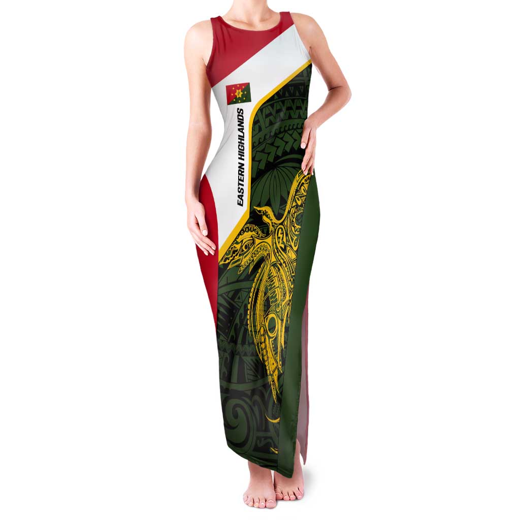 Personalised PNG Eastern Highlands Tank Maxi Dress Bird of Paradise Tattoo Flag Motif LT9 Women Green - Polynesian Pride
