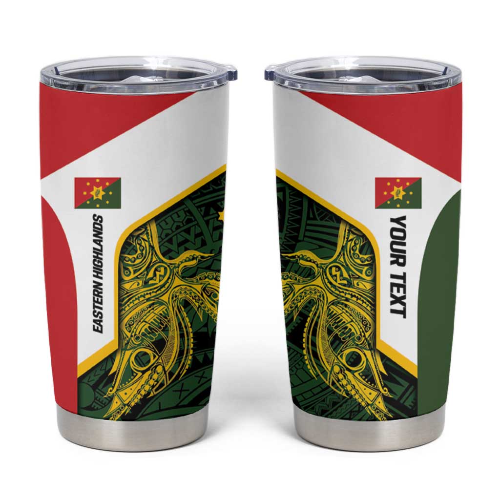 Personalised PNG Eastern Highlands Tumbler Cup Bird of Paradise Tattoo Flag Motif LT9 Green - Polynesian Pride