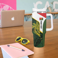 Personalised PNG Eastern Highlands Tumbler With Handle Bird of Paradise Tattoo Flag Motif LT9 - Polynesian Pride