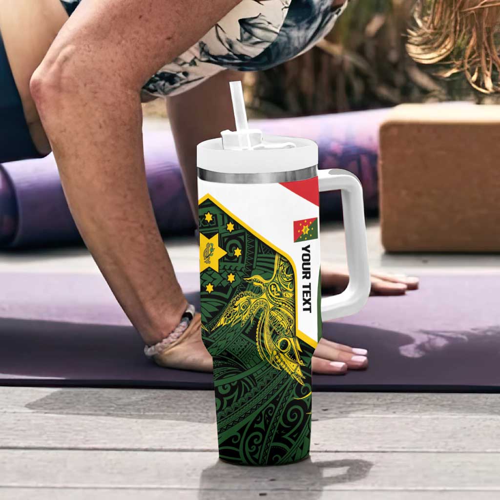 Personalised PNG Eastern Highlands Tumbler With Handle Bird of Paradise Tattoo Flag Motif LT9 - Polynesian Pride