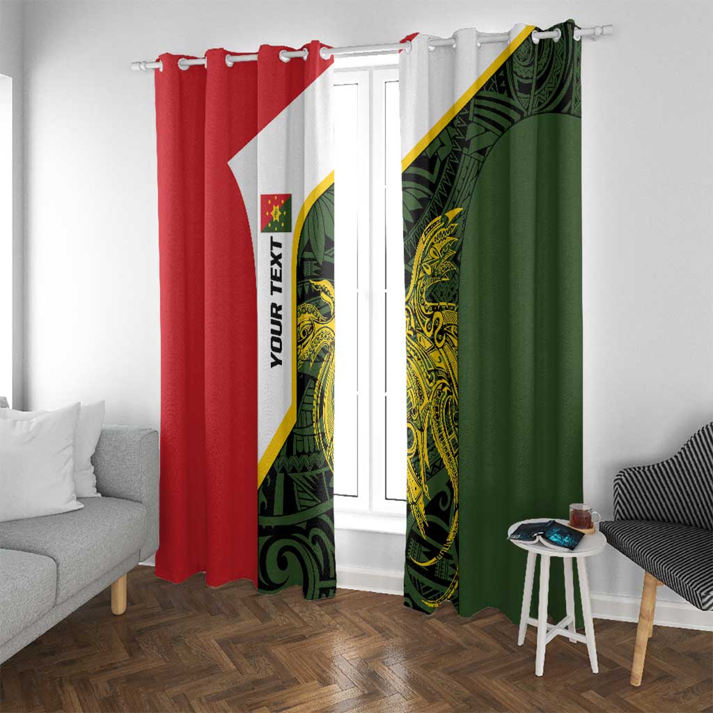 Personalised PNG Eastern Highlands Window Curtain Bird of Paradise Tattoo Flag Motif LT9 With Grommets Green - Polynesian Pride