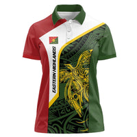 Personalised PNG Eastern Highlands Women Polo Shirt Bird of Paradise Tattoo Flag Motif LT9 Female Green - Polynesian Pride
