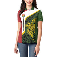 Personalised PNG Eastern Highlands Women Polo Shirt Bird of Paradise Tattoo Flag Motif LT9 - Polynesian Pride
