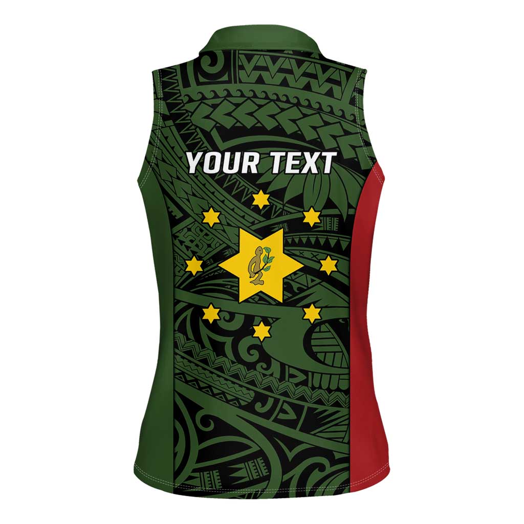 Personalised PNG Eastern Highlands Women Sleeveless Polo Shirt Bird of Paradise Tattoo Flag Motif LT9 - Polynesian Pride