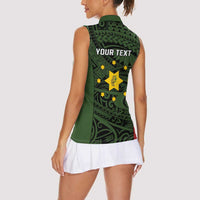 Personalised PNG Eastern Highlands Women Sleeveless Polo Shirt Bird of Paradise Tattoo Flag Motif LT9 - Polynesian Pride