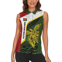 Personalised PNG Eastern Highlands Women Sleeveless Polo Shirt Bird of Paradise Tattoo Flag Motif LT9 - Polynesian Pride