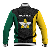 Personalised PNG Enga Province Baseball Jacket Bird of Paradise Tattoo Flag Motif LT9 - Polynesian Pride
