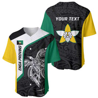 Personalised PNG Enga Province Baseball Jersey Bird of Paradise Tattoo Flag Motif LT9 - Polynesian Pride