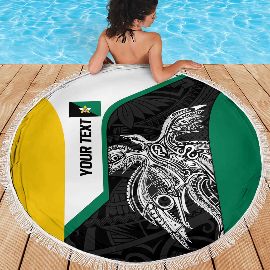 Personalised PNG Enga Province Beach Blanket Bird of Paradise Tattoo Flag Motif LT9 - Polynesian Pride