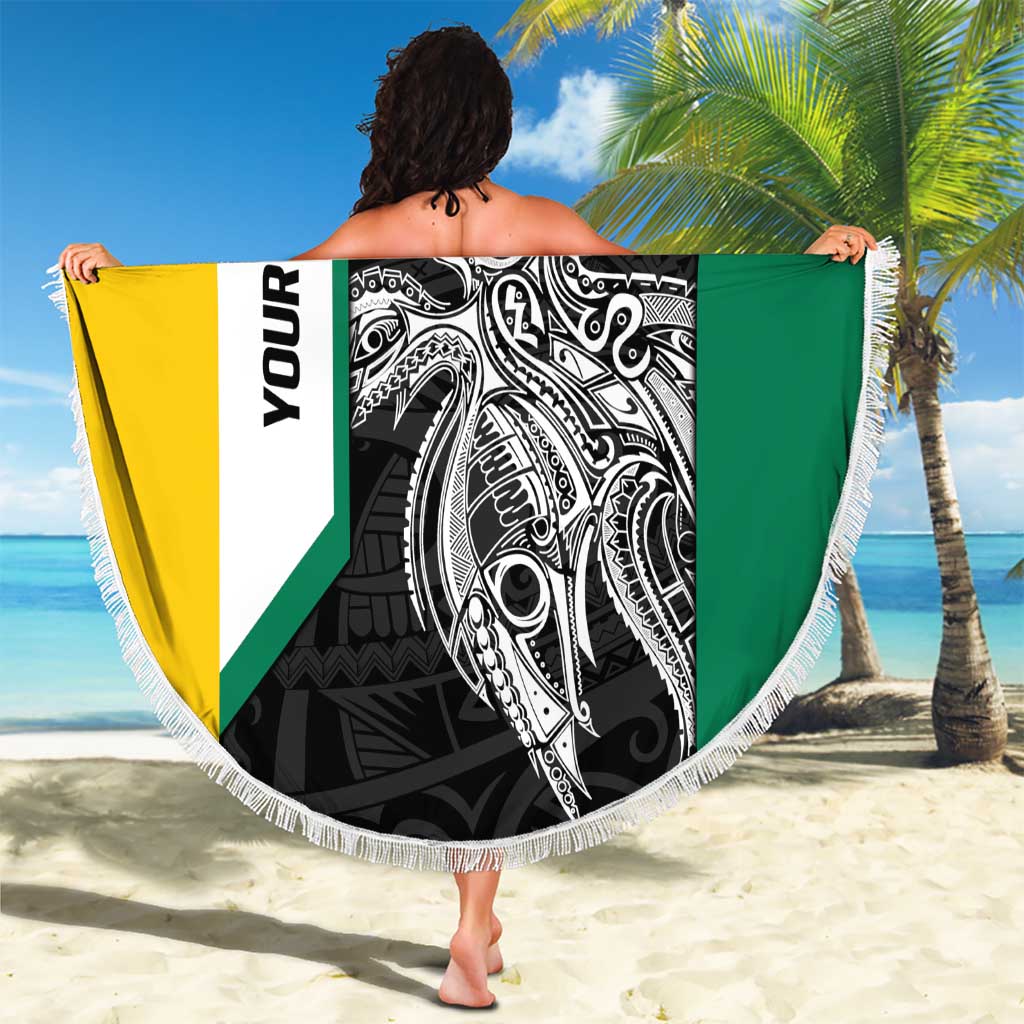 Personalised PNG Enga Province Beach Blanket Bird of Paradise Tattoo Flag Motif LT9 - Polynesian Pride