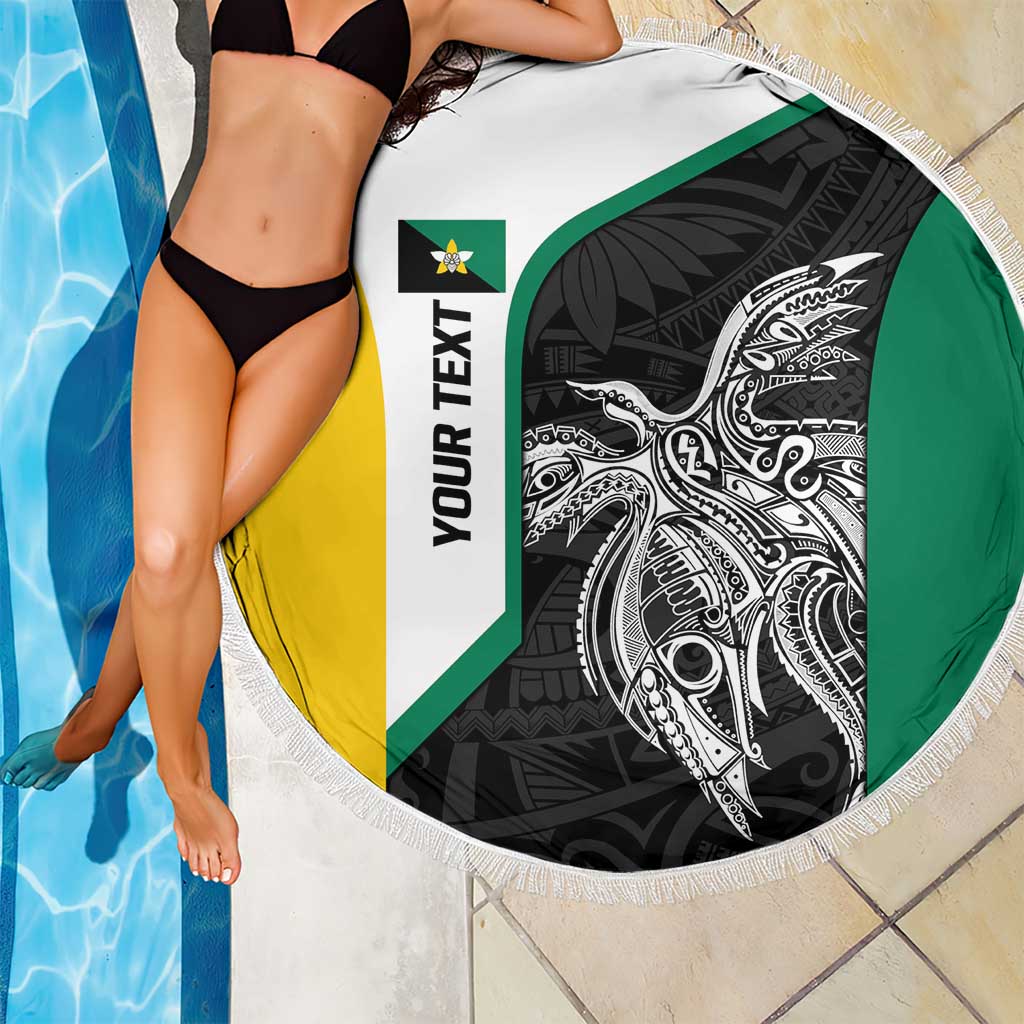 Personalised PNG Enga Province Beach Blanket Bird of Paradise Tattoo Flag Motif LT9 - Polynesian Pride