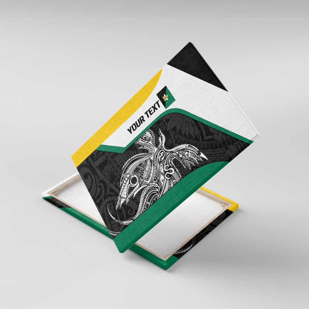 Personalised PNG Enga Province Canvas Wall Art Bird of Paradise Tattoo Flag Motif LT9 With Frame Green - Polynesian Pride