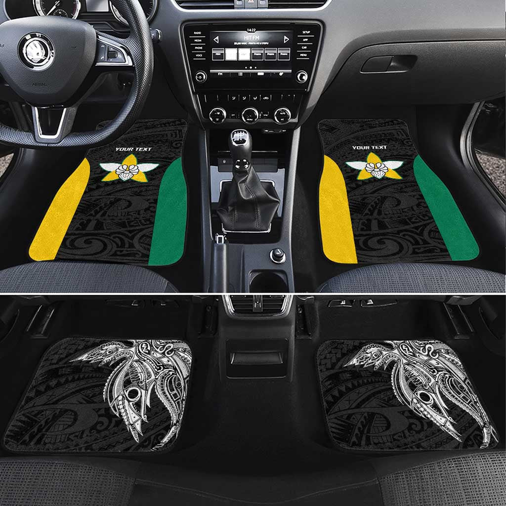 Personalised PNG Enga Province Car Mats Bird of Paradise Tattoo Flag Motif LT9 Set 4pcs Green - Polynesian Pride