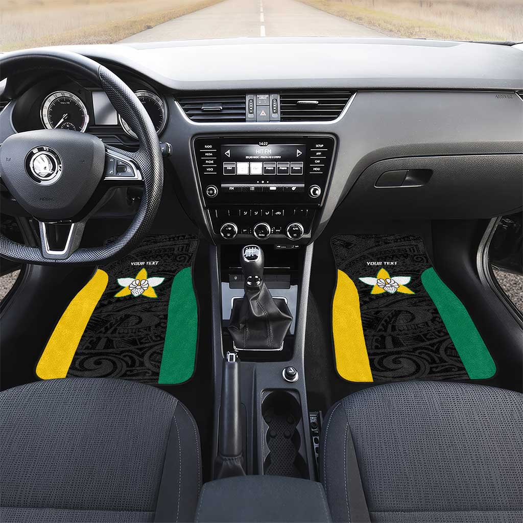 Personalised PNG Enga Province Car Mats Bird of Paradise Tattoo Flag Motif LT9 Set 2pcs - Front Green - Polynesian Pride