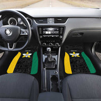 Personalised PNG Enga Province Car Mats Bird of Paradise Tattoo Flag Motif LT9 Set 2pcs - Front Green - Polynesian Pride