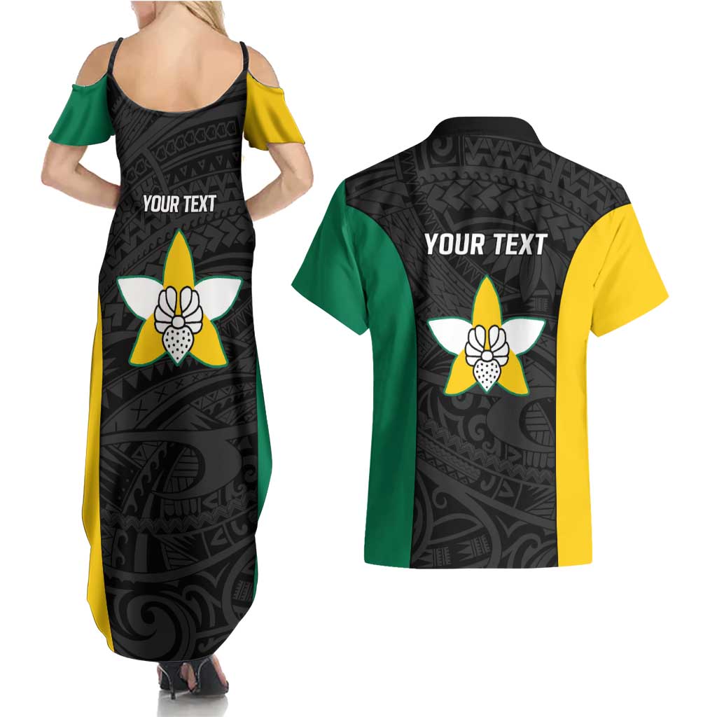 Personalised PNG Enga Province Couples Matching Summer Maxi Dress and Hawaiian Shirt Bird of Paradise Tattoo Flag Motif LT9 - Polynesian Pride