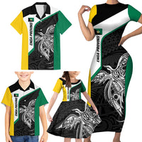 Personalised PNG Enga Province Family Matching Short Sleeve Bodycon Dress and Hawaiian Shirt Bird of Paradise Tattoo Flag Motif LT9 - Polynesian Pride