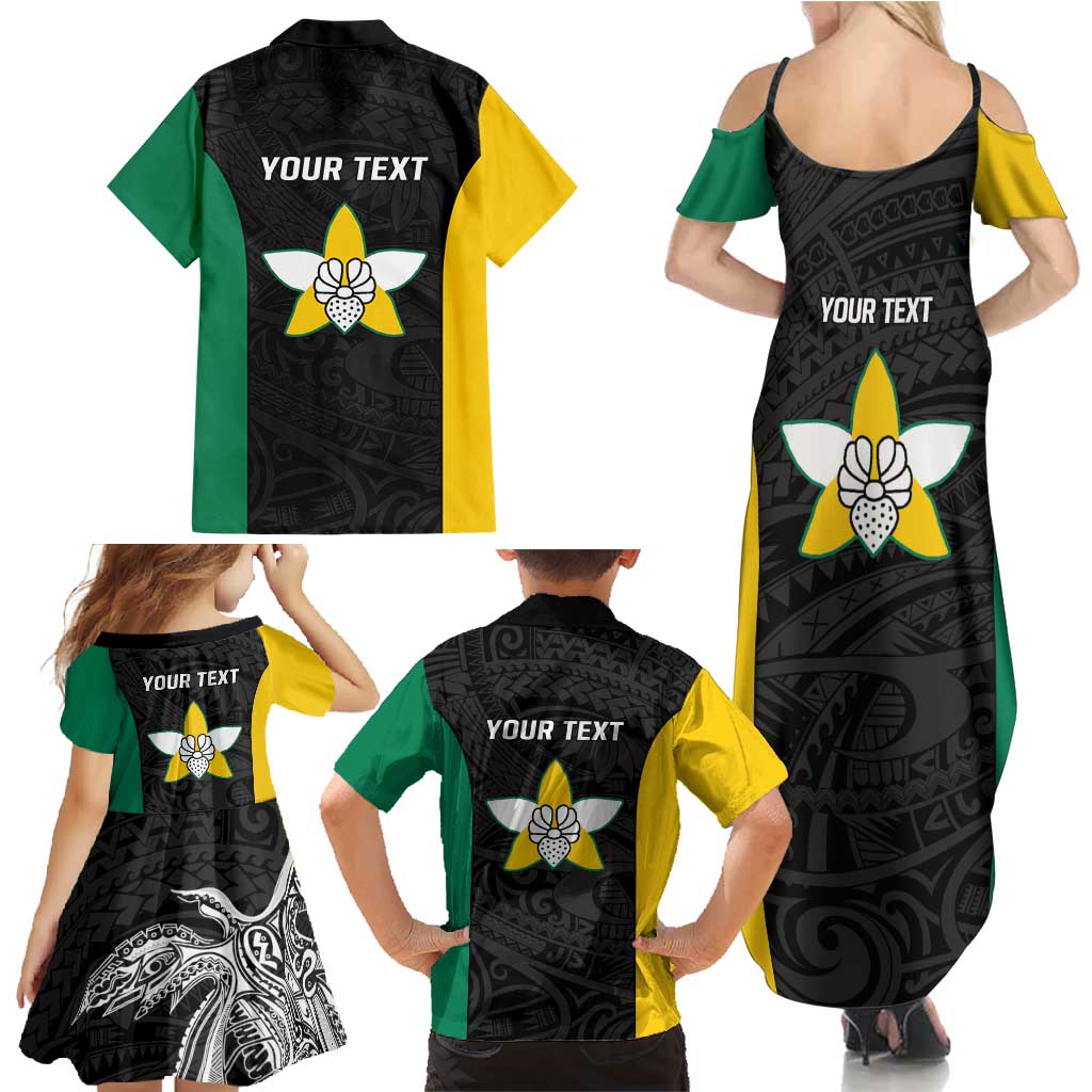 Personalised PNG Enga Province Family Matching Summer Maxi Dress and Hawaiian Shirt Bird of Paradise Tattoo Flag Motif LT9 - Polynesian Pride