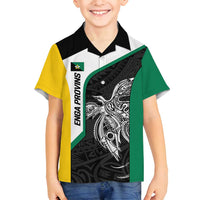 Personalised PNG Enga Province Family Matching Summer Maxi Dress and Hawaiian Shirt Bird of Paradise Tattoo Flag Motif LT9 Son's Shirt Green - Polynesian Pride