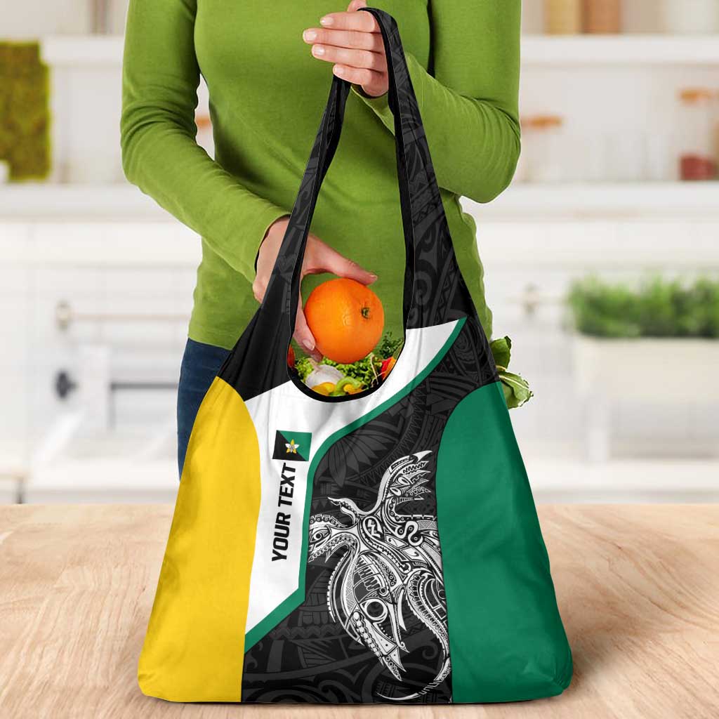 Personalised PNG Enga Province Grocery Bag Bird of Paradise Tattoo Flag Motif LT9 - Polynesian Pride